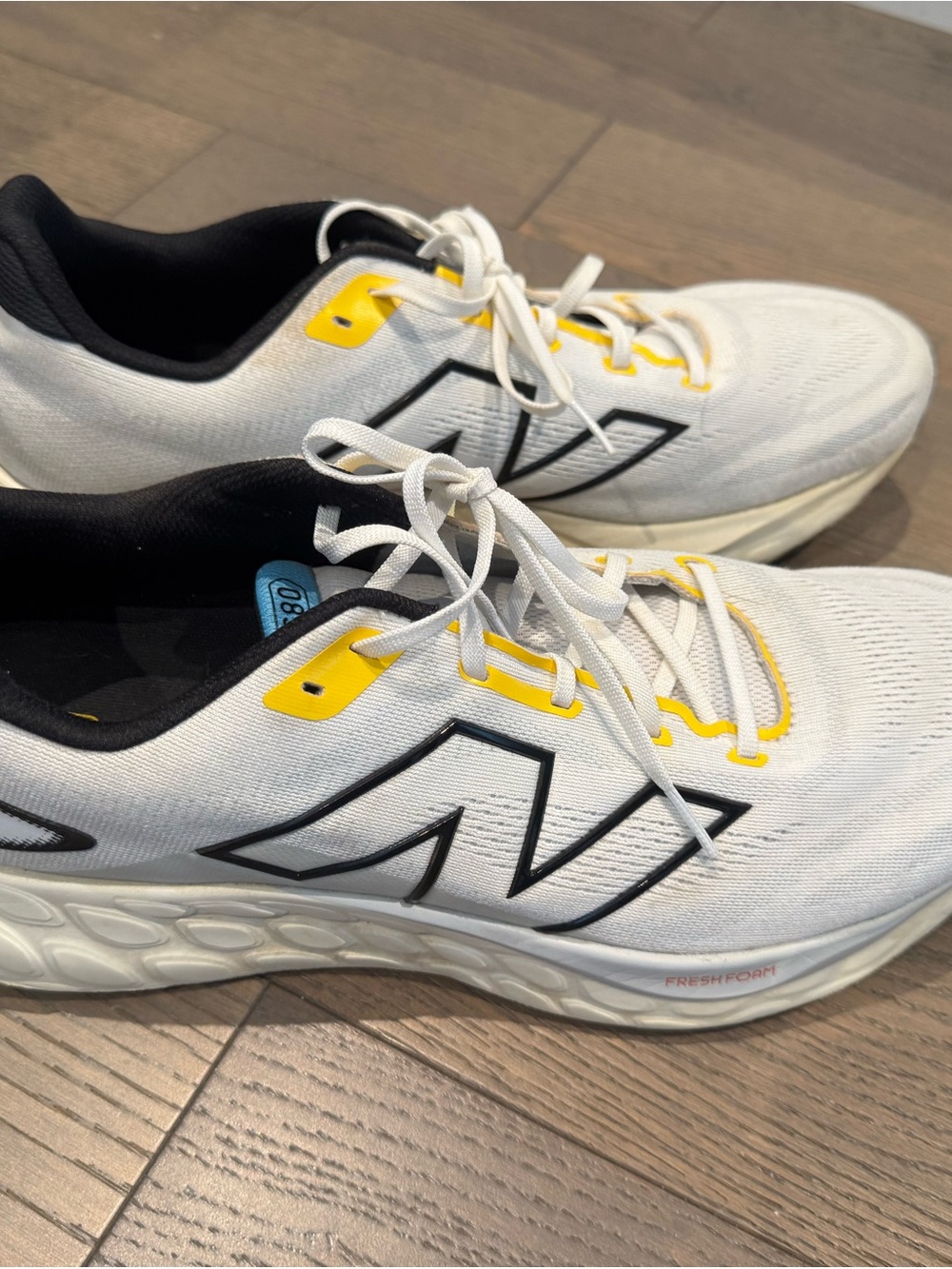 New Balance White & Yellow Performance Running Sneakers